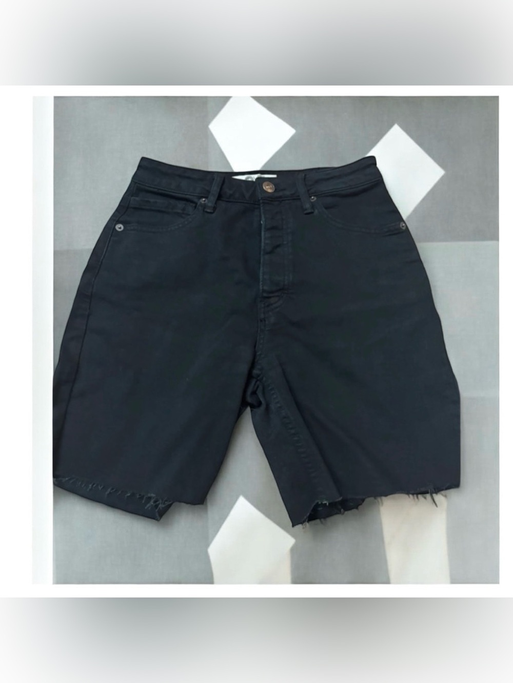 We The Free Black Frayed Hem High-Rise Denim Shorts